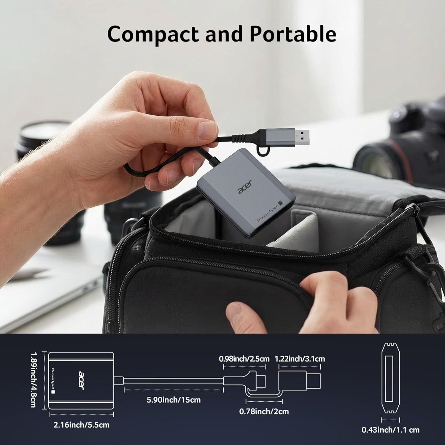 Acer CFexpress Type B Card Reader Bundle with USB C to HDMI Adapter
