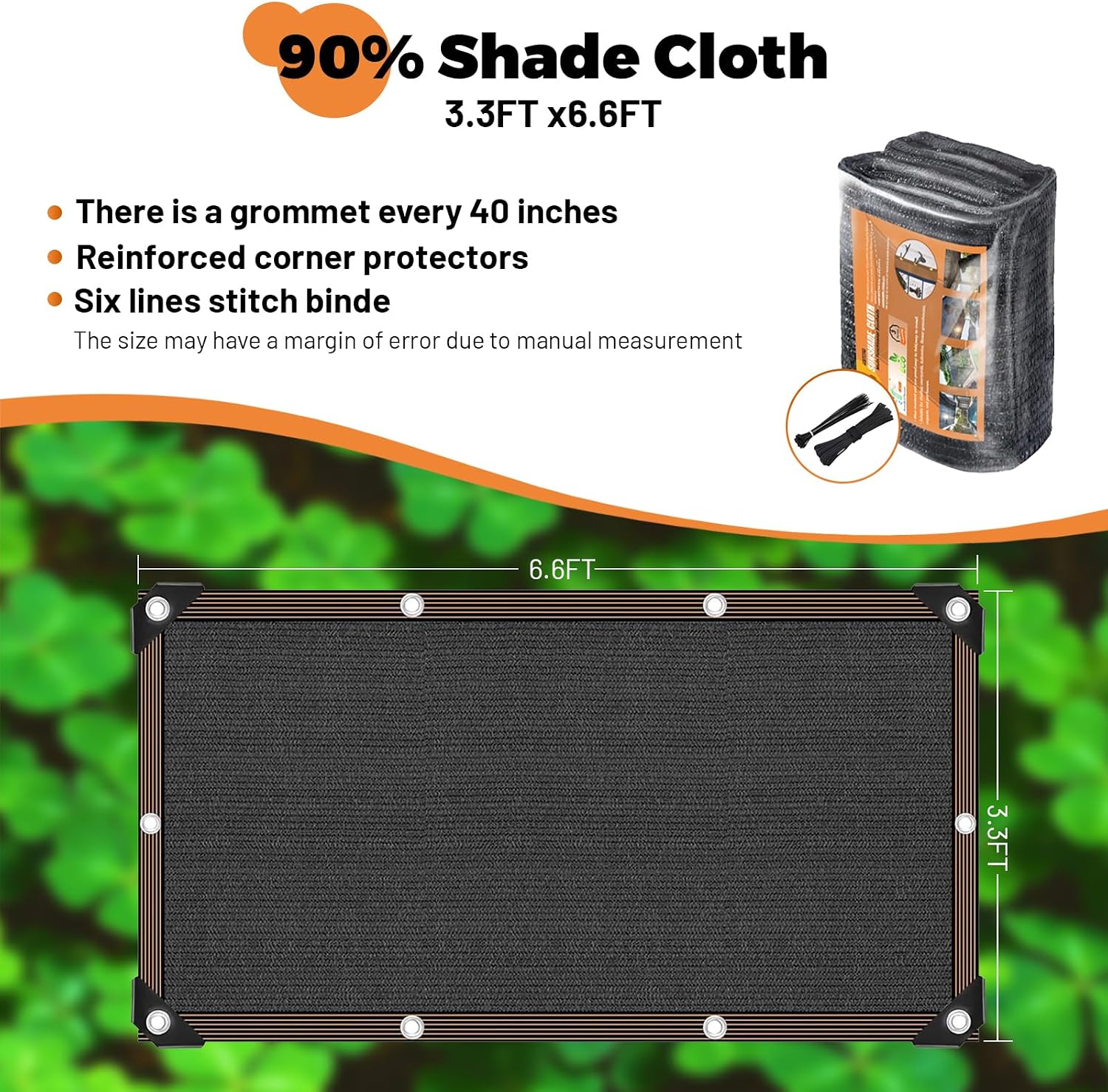 90% Black Shade Cloth,3.3x6.6FT Durable Mesh Tarp with Grommets,UV Resistant Sun Shade Netting for Plant Cover,Garden,Outdoor,Pavilion,Greenhouse,Backyard Terrace,Chicken Coop