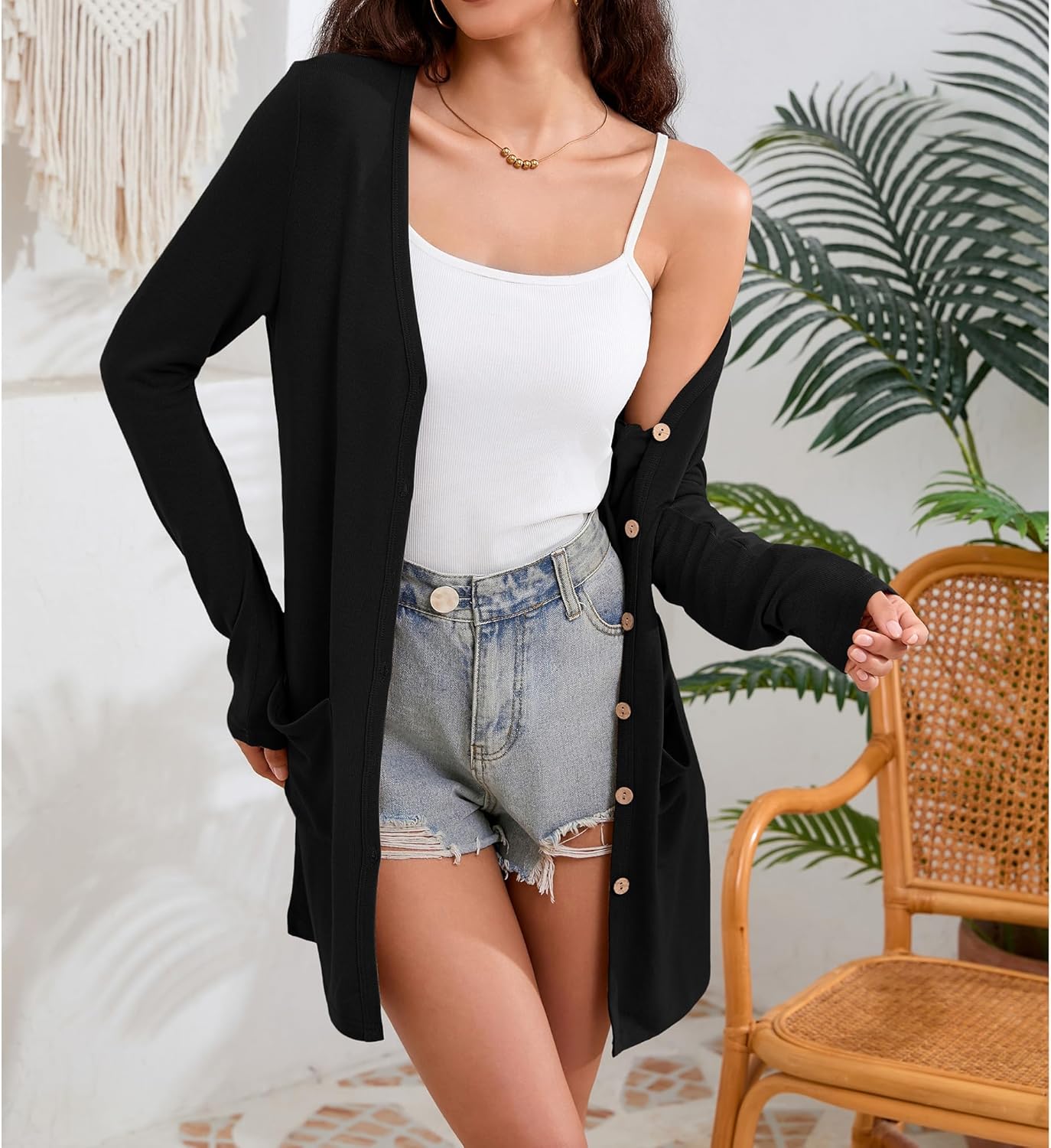 Cardigan Sweaters for Women Lightweight Cardigan for Women Open Front Outwear with ... - Image 3