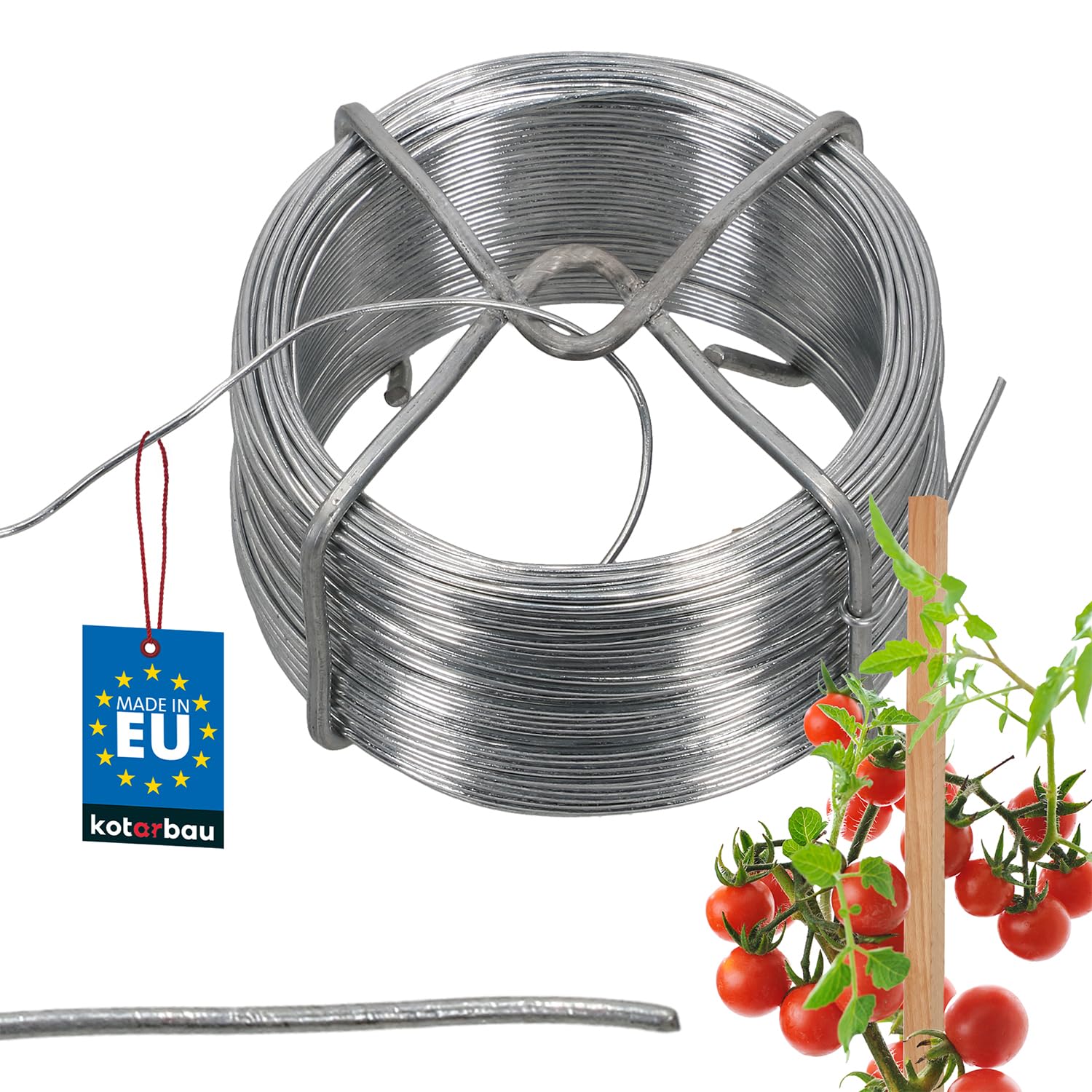 KOTARBAU® Drut ogrodowy o średnicy 1,1 mm, długość 50 m, z PCW, drut łączący srebrny, do kwiatów, roślin, DIY, zwijany