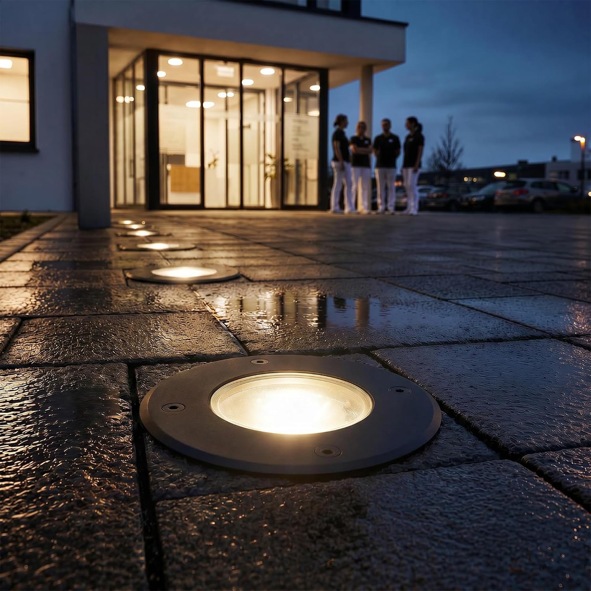 SSC-LUXon KALPA Nero - 6 Faretti Incasso Pavimento Esterno IP67 230V I segnapasso carrabile, calpestabile, senza lampadina, acciaio inox e vetro reale, per giardino, vialetto e terrazza