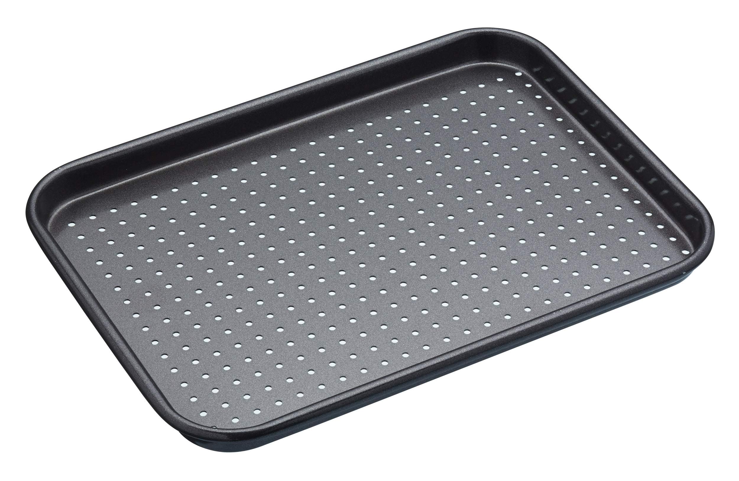 MasterClass Crusty Bake Bandeja de horno perforada antiadherente sin PTFE, PFOA ni BPA, robusta de acero al carbono de 1 mm de grosor, 24 x 18 cm