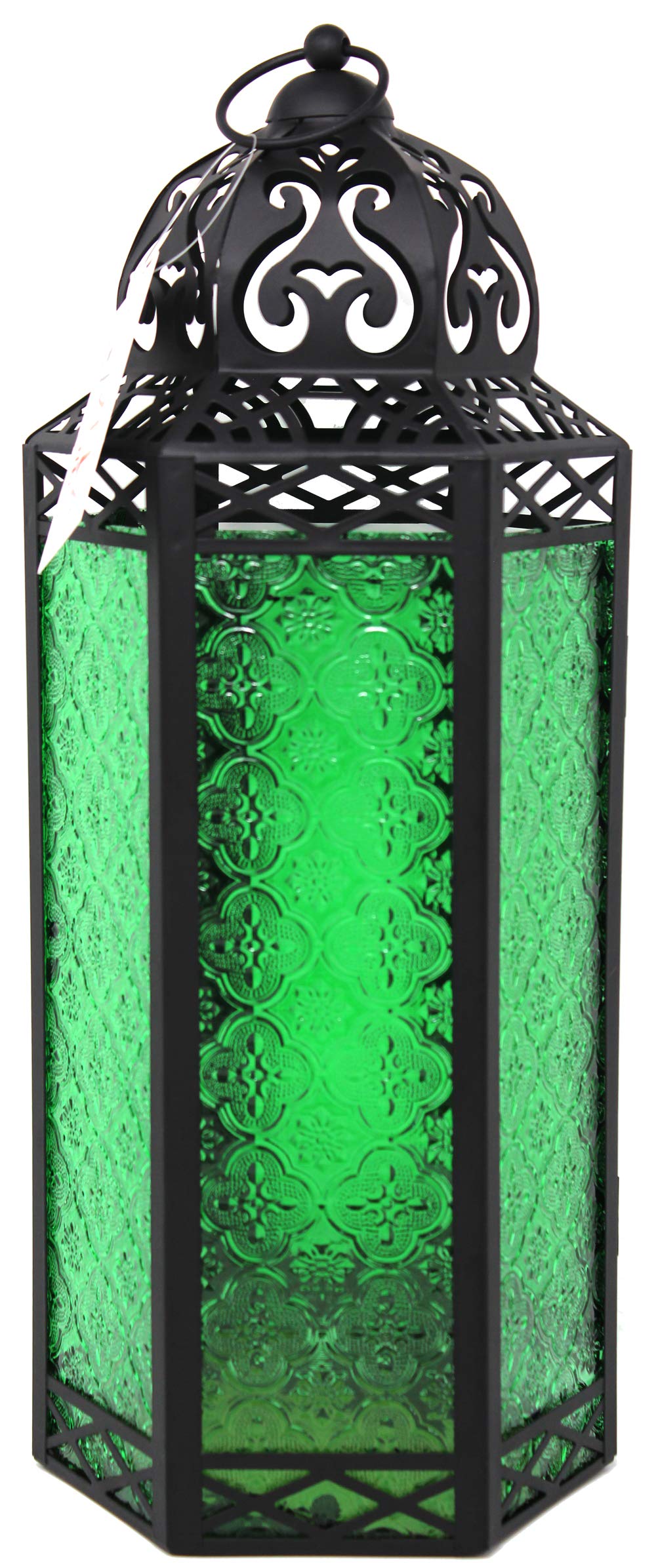 Vela Lanterns Green Black Metal Decorative Moroccan Lantern Candle Holder Lamp For Indoor Or Outdoor Home Decor, Extra Large,