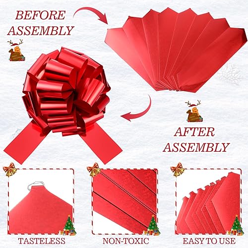 Miniatura 4 de Arco de Navidad para automóvil, lazo para envolver regalos con lazos de Navidad de 16 pies para decoración de autos, casas nuevas, lazo de regalo