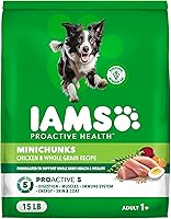 IAMS Proactive Health Adult Minichunks Dry Dog Food, Chicken & Whole Grain Recipe, 15 lb Bag - Vet Recommended
