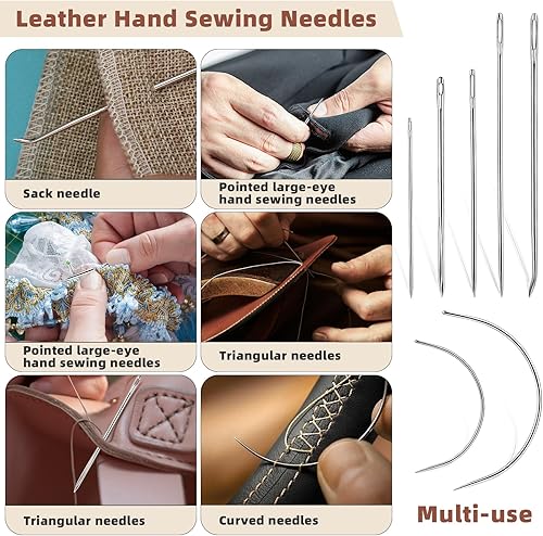 Miniatura 4 de Ftyiwu Hilo encerado, aguja de tapicería e hilo de 32 yardas con 7 agujas de coser a mano para tapicería del hogar, alfombras, lienzo, reparación de