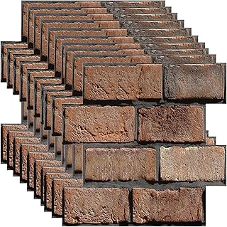 3D Brick Wall Panels Peel and Stick - 10 Pack Self-Adhesive PVC Wall Til...