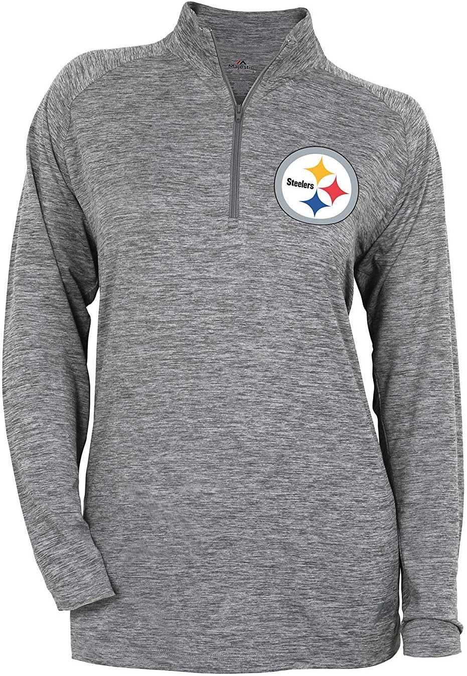 Zubaz NFL Women's Tonal Gray Space Dye 1/4 Zip Sweater