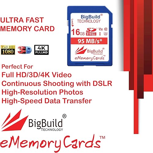 Miniatura 2 de Tarjeta de memoria UHS-I U3 de 16 GB de 95 MBs para Nikon 1 J1S1V2 CoolPix Series incluyendo cámara A10100300900, B500700, P9001000, W100300, AW130