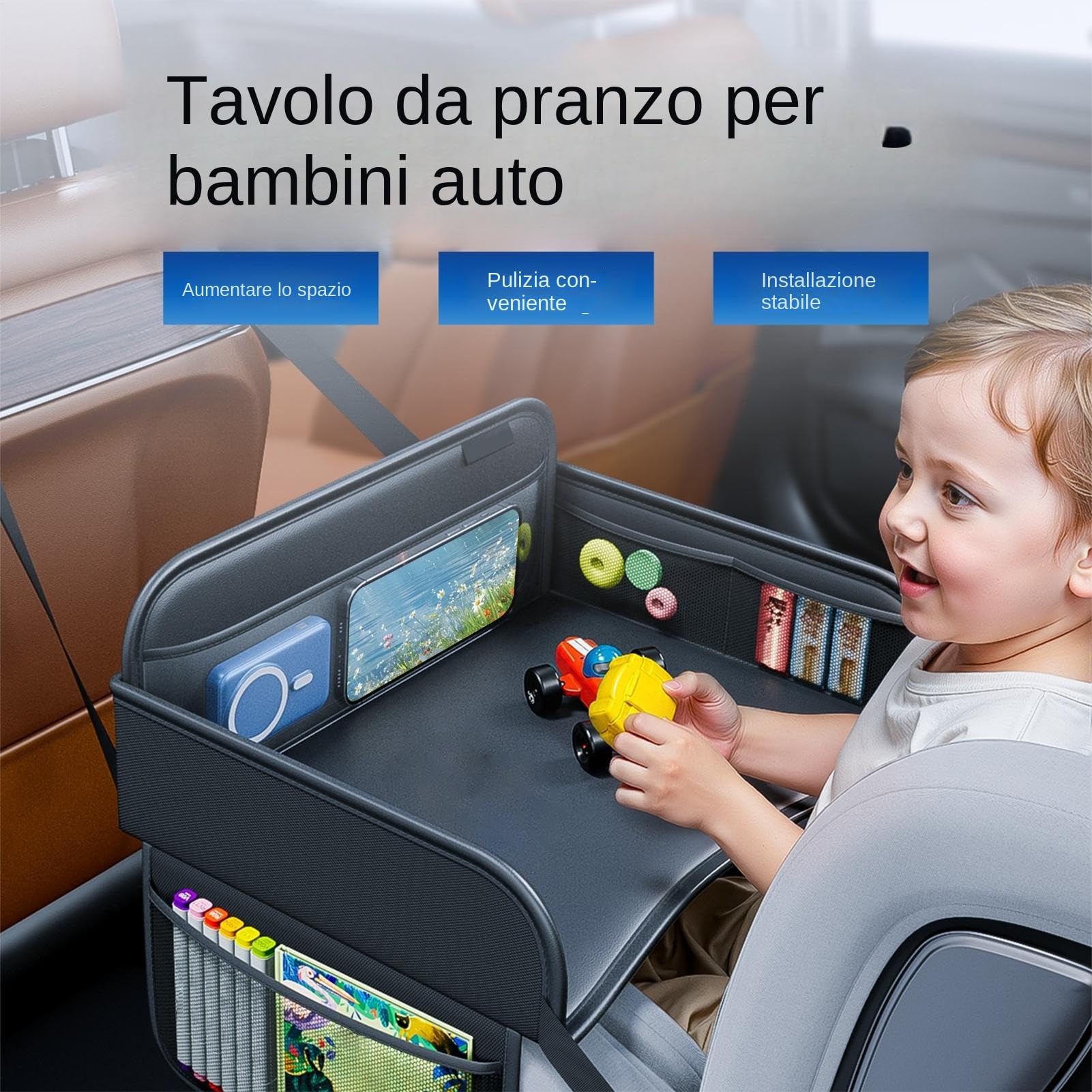 Bandeja de viaje para niños, asiento de coche, organizador de regazo para