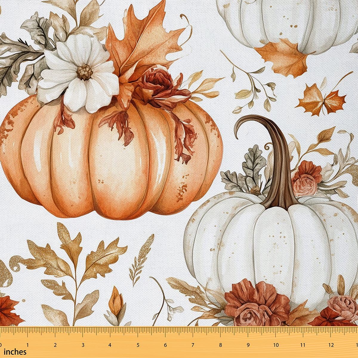 Fall Pumpkin Fabric by The Yard 5 Yards Autumn Harvest Decorative Waterproof for Kids Maple Leaves Upholstery Fabric for Chairs Thanksgiving Rose