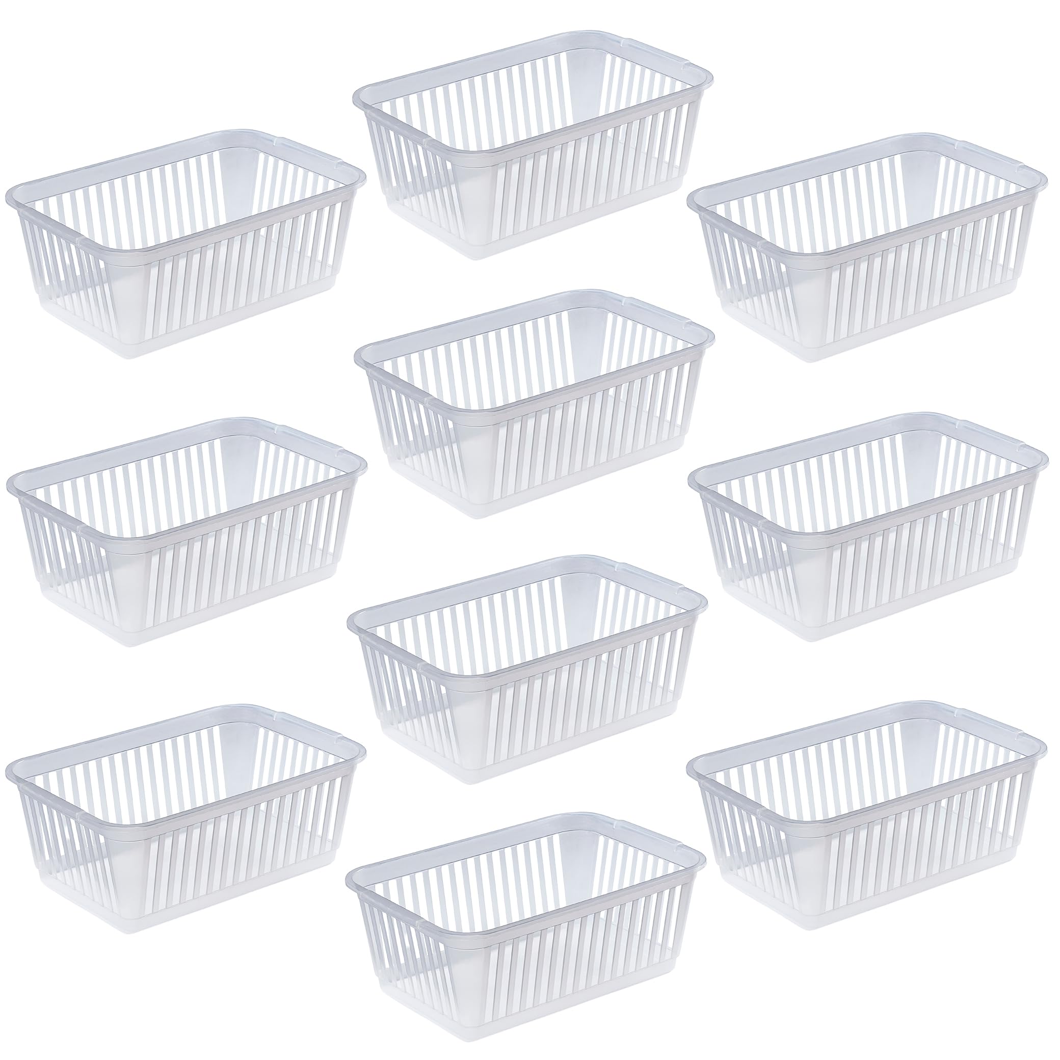ACCURATE 10Pk Plastic Handy Basket, Storage Basket Great for Bathrooms, Bedroom and Kitchen (CLEAR, 30CM)