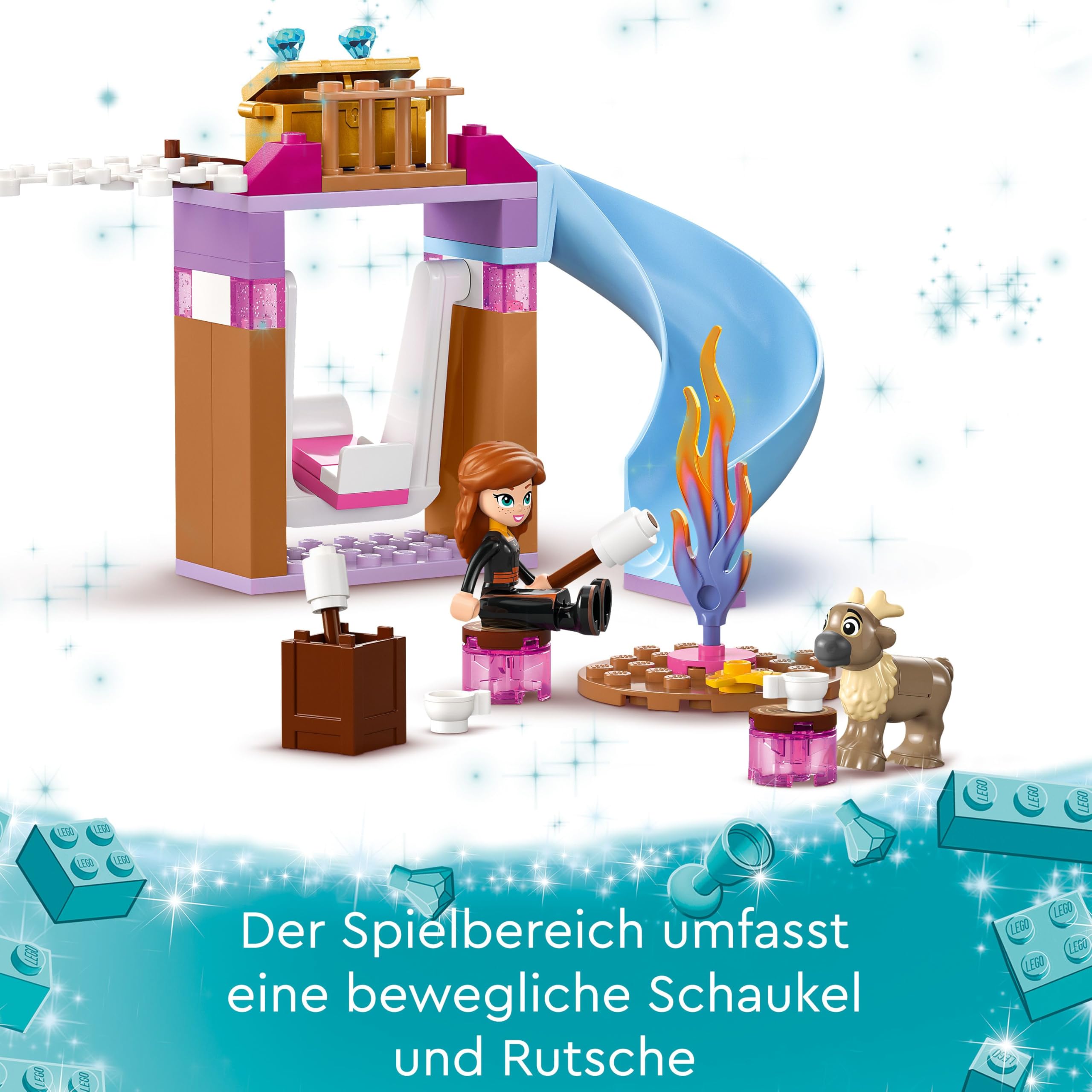 LEGO Disney Frozen Elsas Eispalast, Eiskönigin-Schloss-Spielzeug mit Prinzessin ELSA und Anna Puppen, Plus 2 Tierfiguren, tolles Geschenk für 4-jährige Mädchen und Jungen 43238