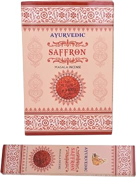 Ayurvedic Saffron Meditation Nature Fresh Masala Incense 1 Box 12 Packet Each 15 Sticks