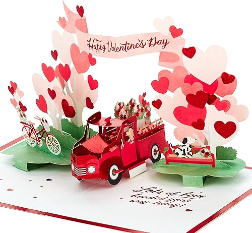 Hallmark Signature Paper Wonder - Tarjeta desplegable para el día de San Valentín (camión rojo vintage)