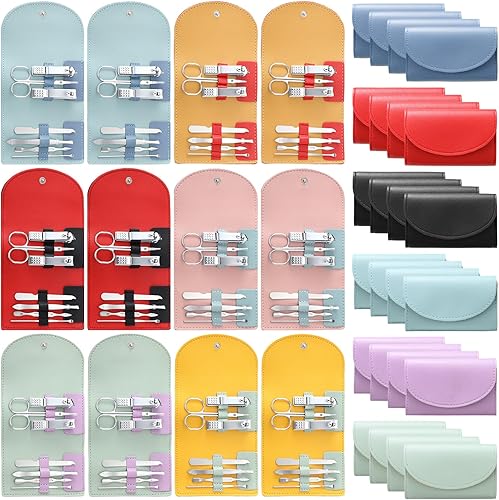 Miniatura 1 de Leriton Juego de 30 cortaúñas para manicura, mini cortaúñas a granel 7 en 1 de acero inoxidable profesional para el cuidado de las uñas, kit de