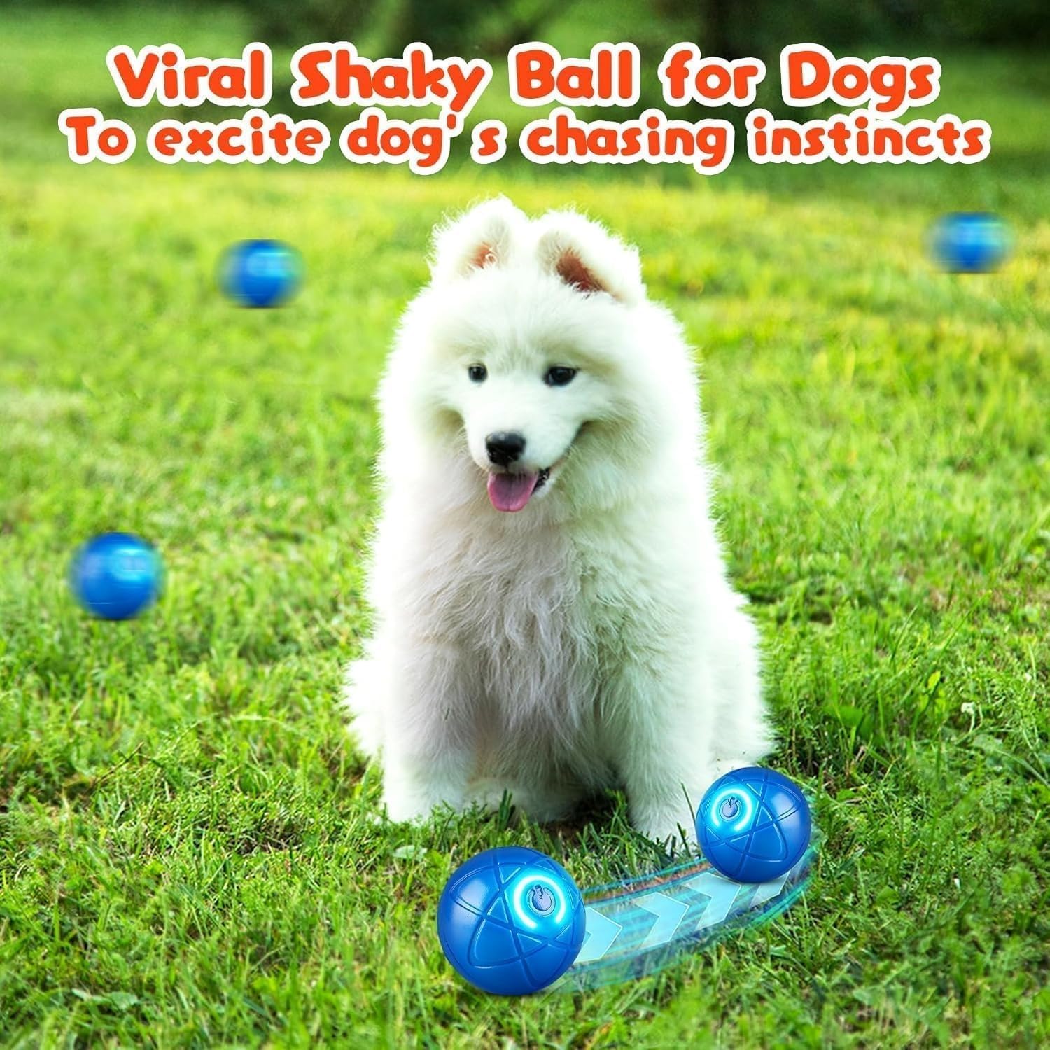 2 Pcs Shaky Ball Toy for Dogs, Vibrating Dog Balls, Interactive Dog Balls, Smart Jumping Ball Toy, Automatic Rolling, Keep Them Busy, Suit for All Dogs(Blue+Orange) — view 6