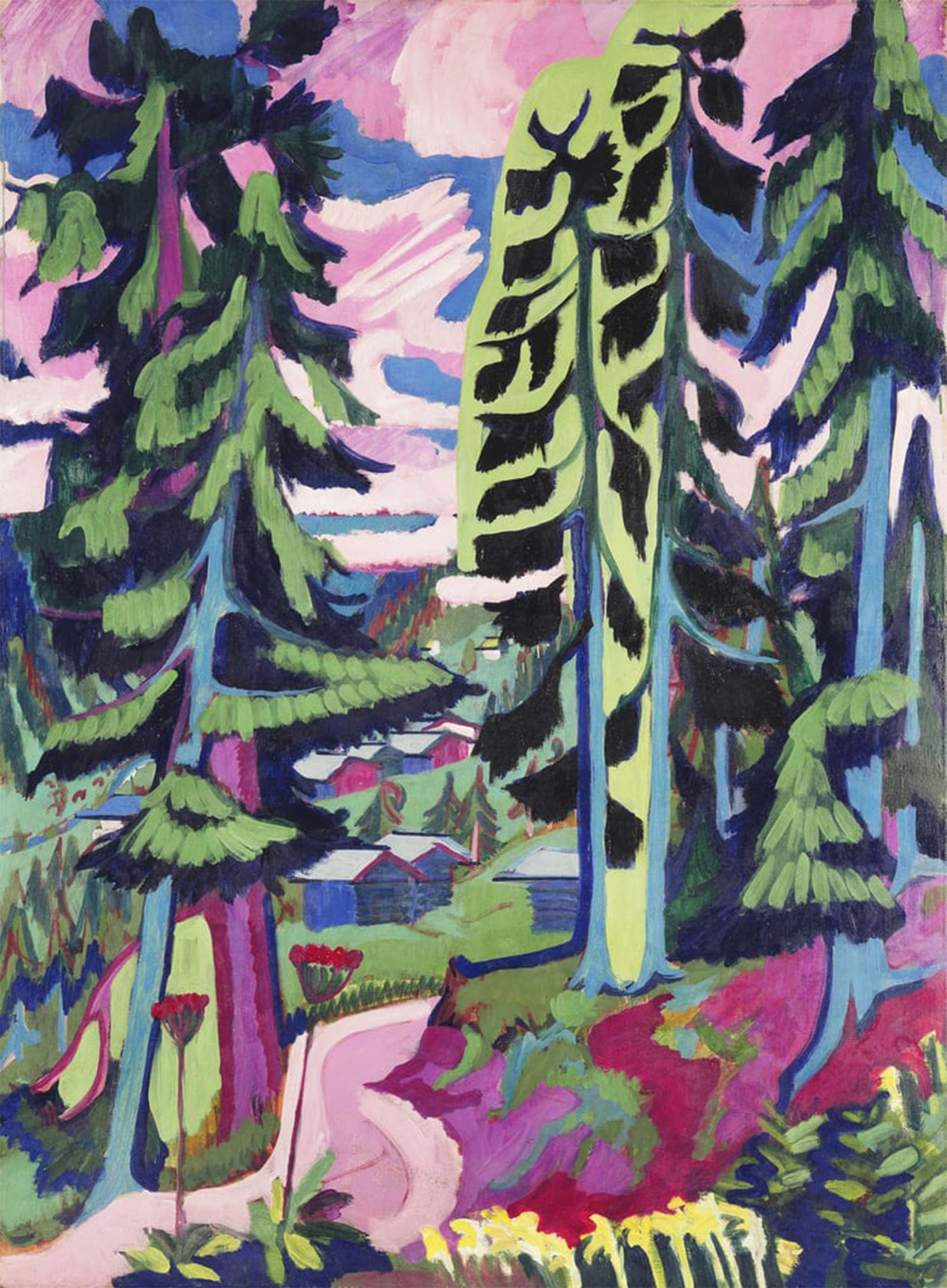 SERENDIPITP Vintage Wall Art Canvas Nordic Poster Canvas Print Picture Stafelalp in the Snow by Ernst Ludwig Kirchner Wall Art Poster for Home Decor 60x90cm