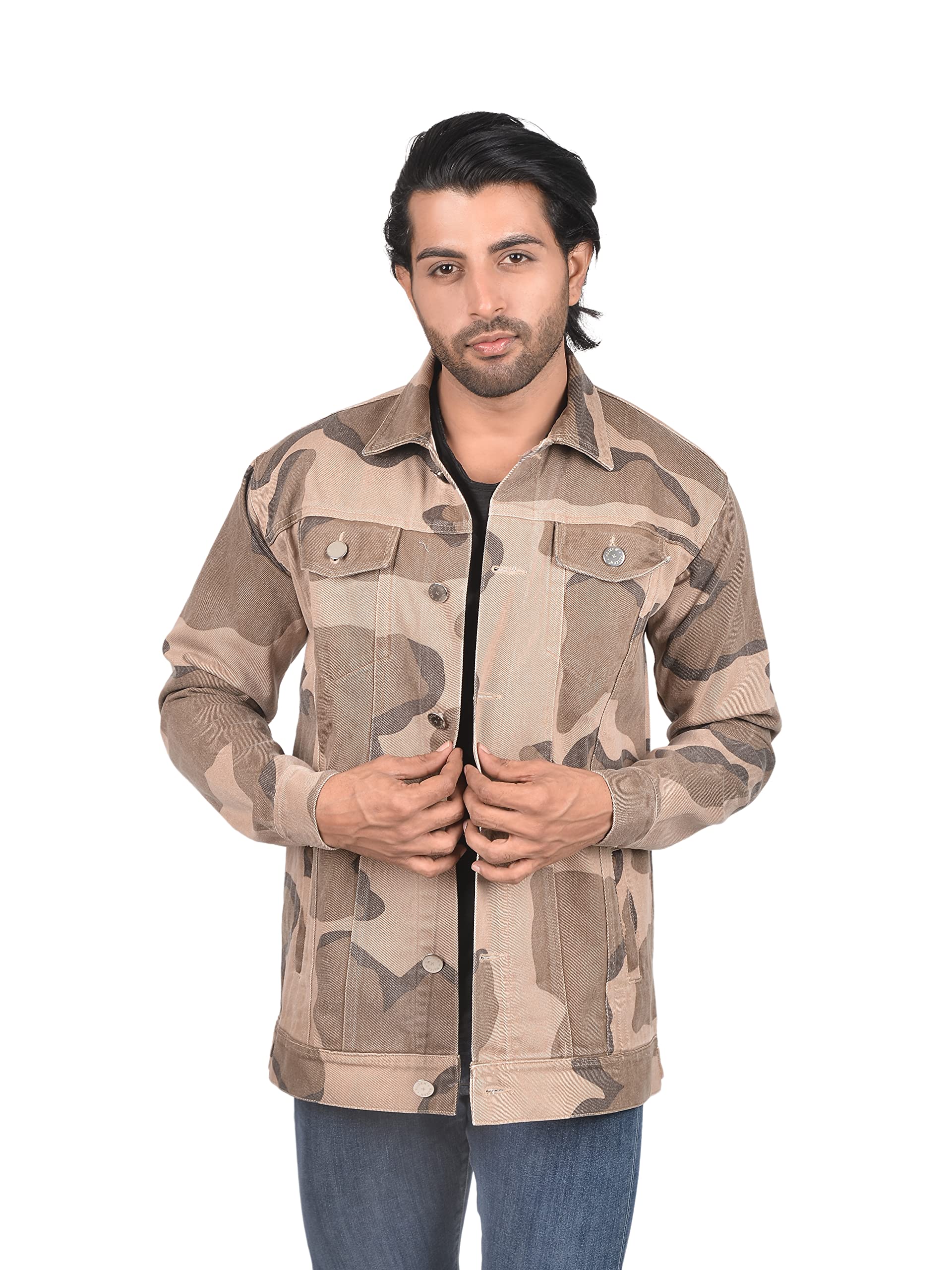 hozie Mens Slim Fit Military Camouflage Jacket,Casual Denim Jacket-picture-47