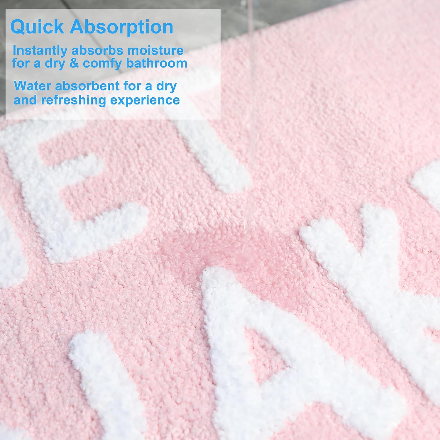 Get Naked Bath Mat, Soft Microfiber Bathroom Rug, Non-Slip TPR Backing, Ultra Absorbent Washable Bath Rug for Shower Tub Sink Bedroom Kitchen Indoor Home Decor, 24x16 Inch Pink & White