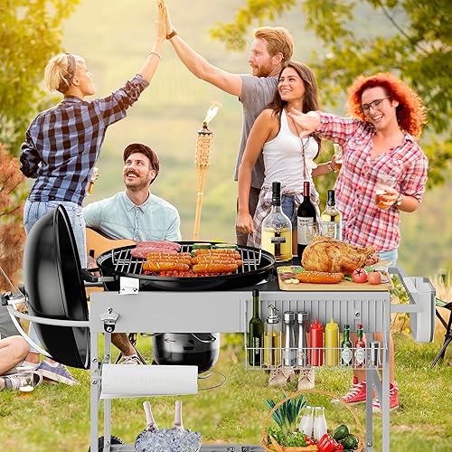 Miniatura 9 de JY QAQA - Mesa de parrilla para hervidor Weber original de 22 y 18 pulgadas, carrito de soporte para Jumbo Joe, Master-Touch, parrillas de carbón