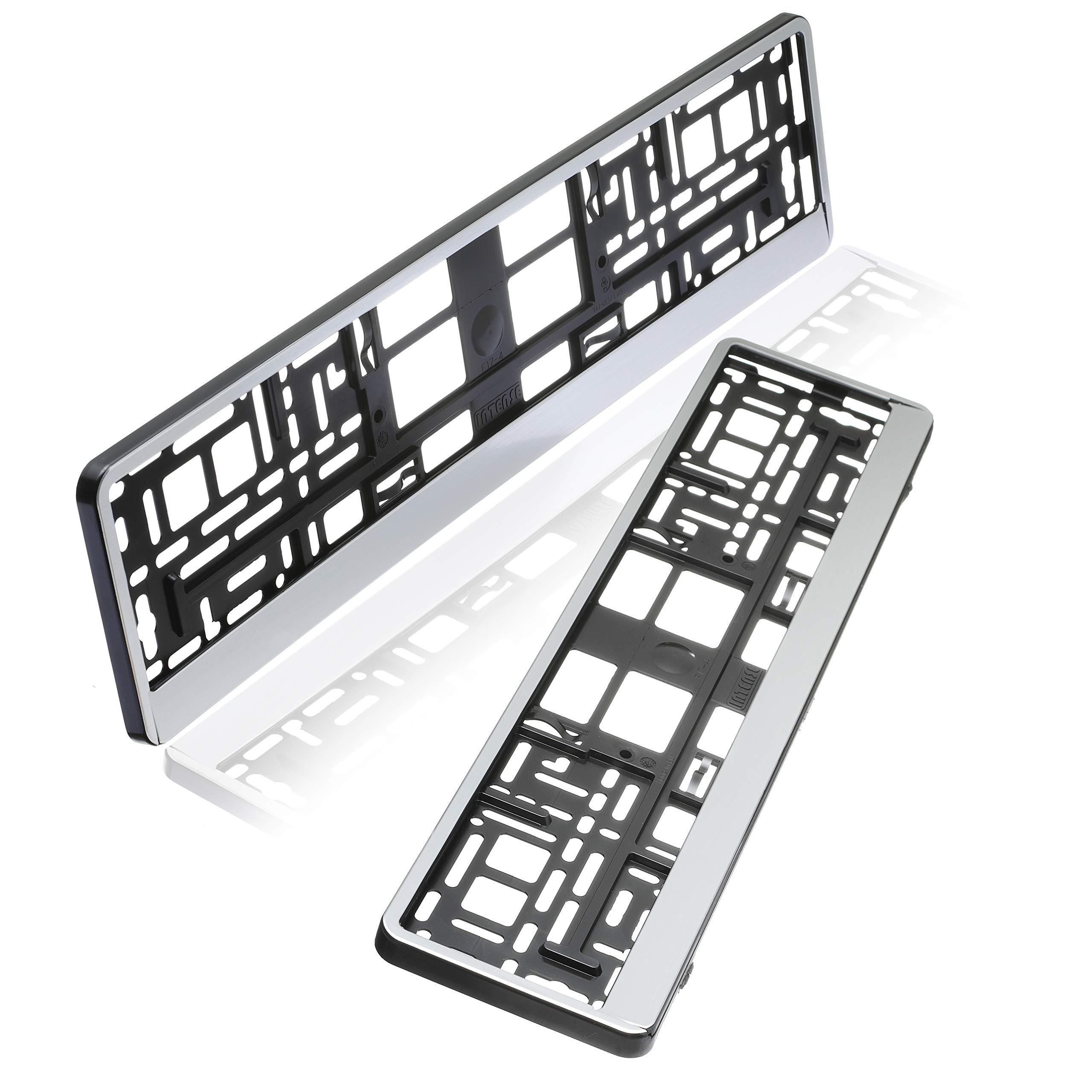 baytronic Kennzeichenhalter Hochglanz 2er Set (Silber-Gebürstet)