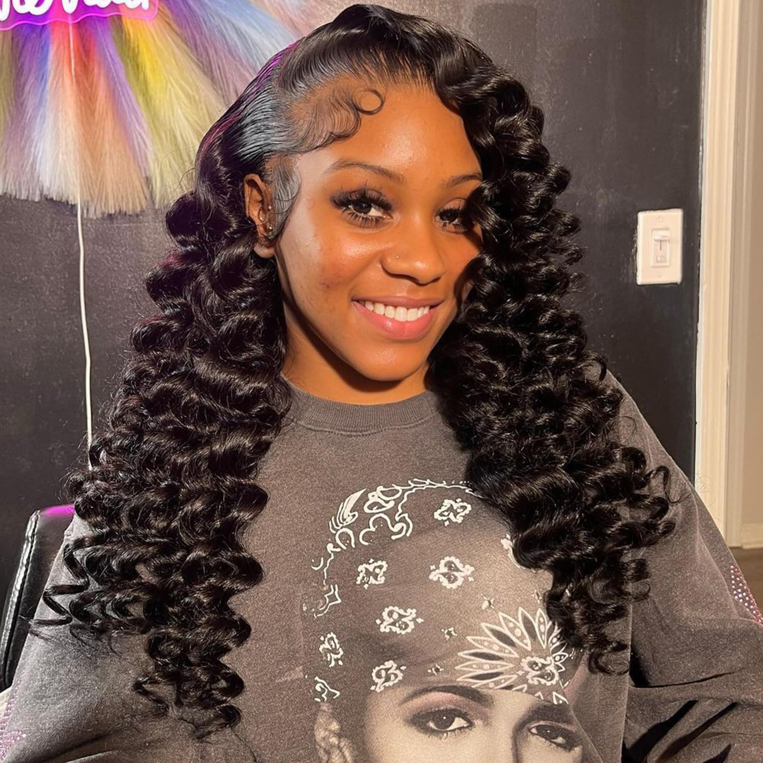 Twigoal Wear and Go Glueless Wigs Human Hair Pre Cut Loose Deep Wave 5x5 HD Lace Closure Wigs Human Hair Loose Deep Wave Lace Front Wigs Human Hair