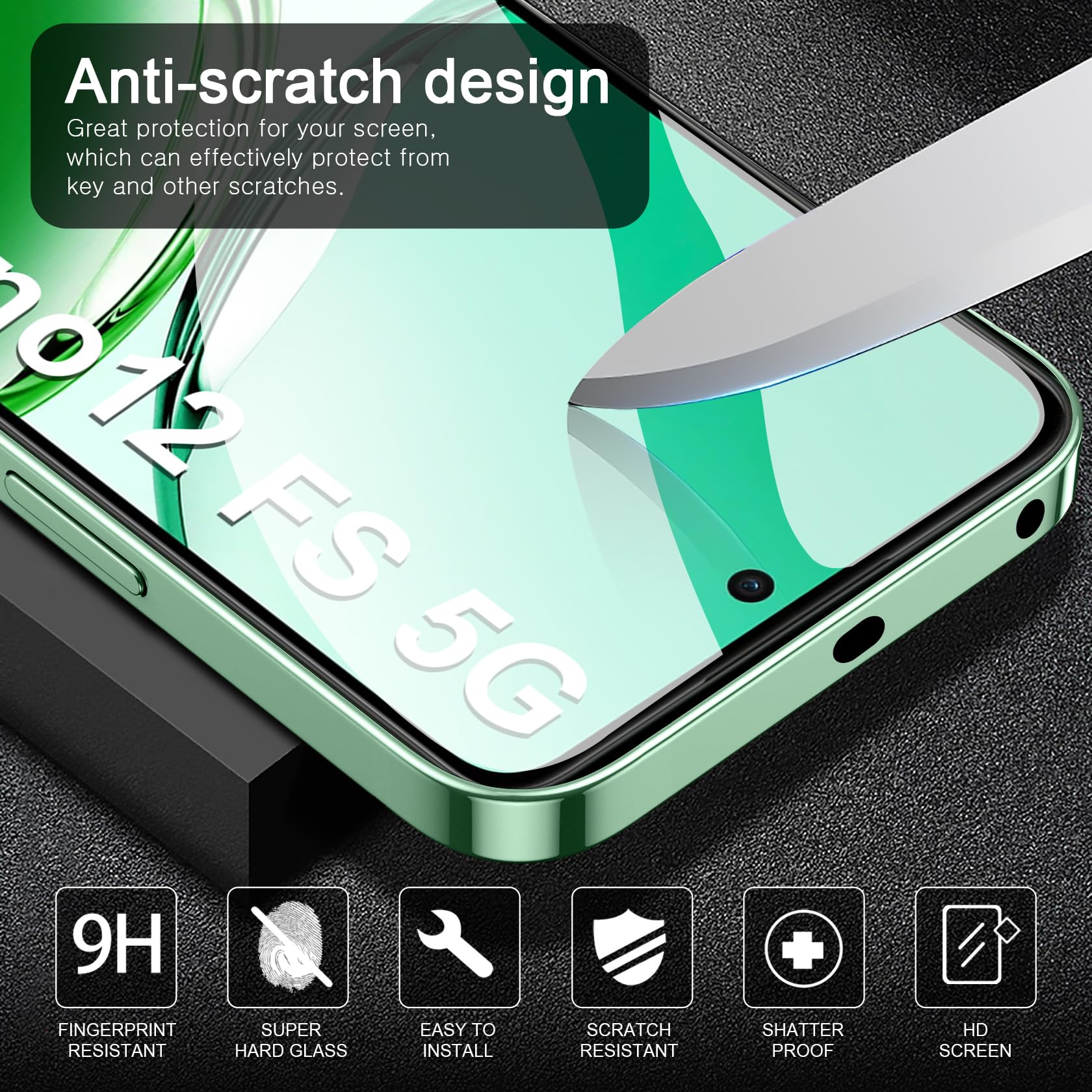 Cover Compatibile con OPPO Reno 12 F/Reno 12 FS con 1 Pack Vetro Temperato, Custodia 360°Rotante Anello Supporto Militare per OPPO Reno 12 F/Reno 12 FS 5G - Nero