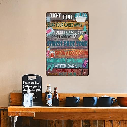 Miniatura 8 de Cartel de metal con reglas de bañera de hidromasaje, póster de metal vintage de aluminio de 8 x 12 pulgadas, letrero de pintura de impresión para