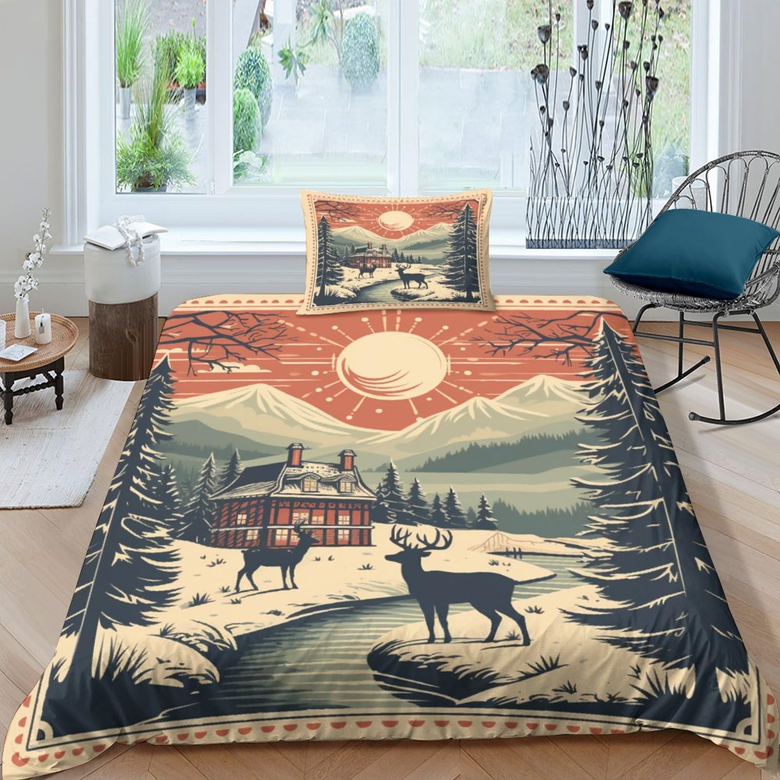 Housse de couette Noël timbre vintage pour réchauffer votre chambre