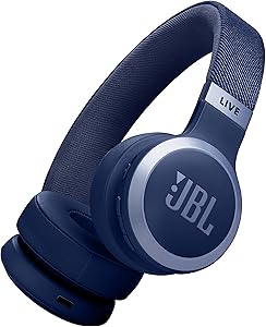 JBL Live 670NC Wireless On-Ear Headphones with Noise Cancelling Technology and up to 65 hours Battery Life, in Blue