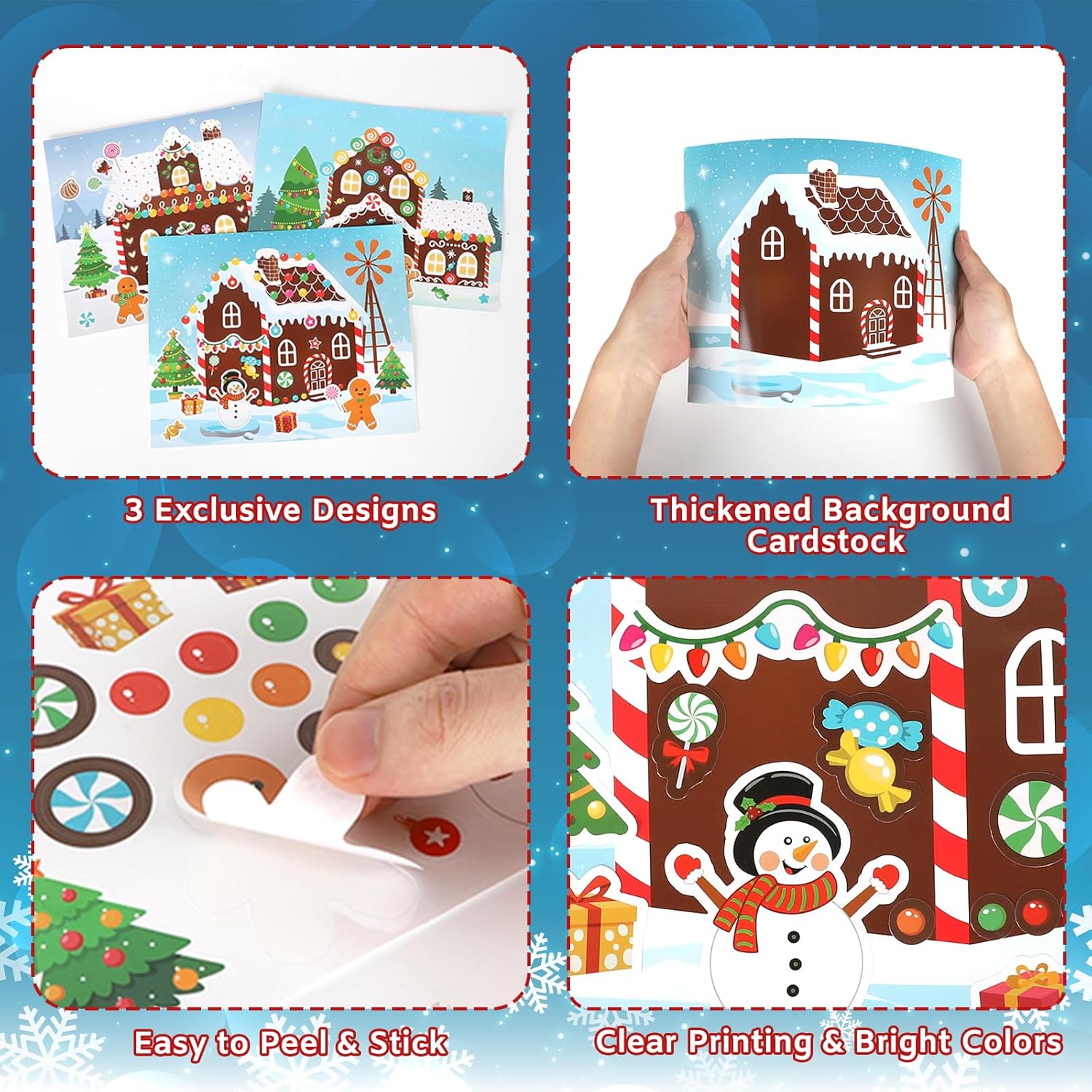 30 Sheets Make a Gingerbread House Stickers DIY Craft, Christmas Gingerbread House Crafts Activities Games Xmas Party Supplies, 15 Sets (Dark Brown) - Image 3