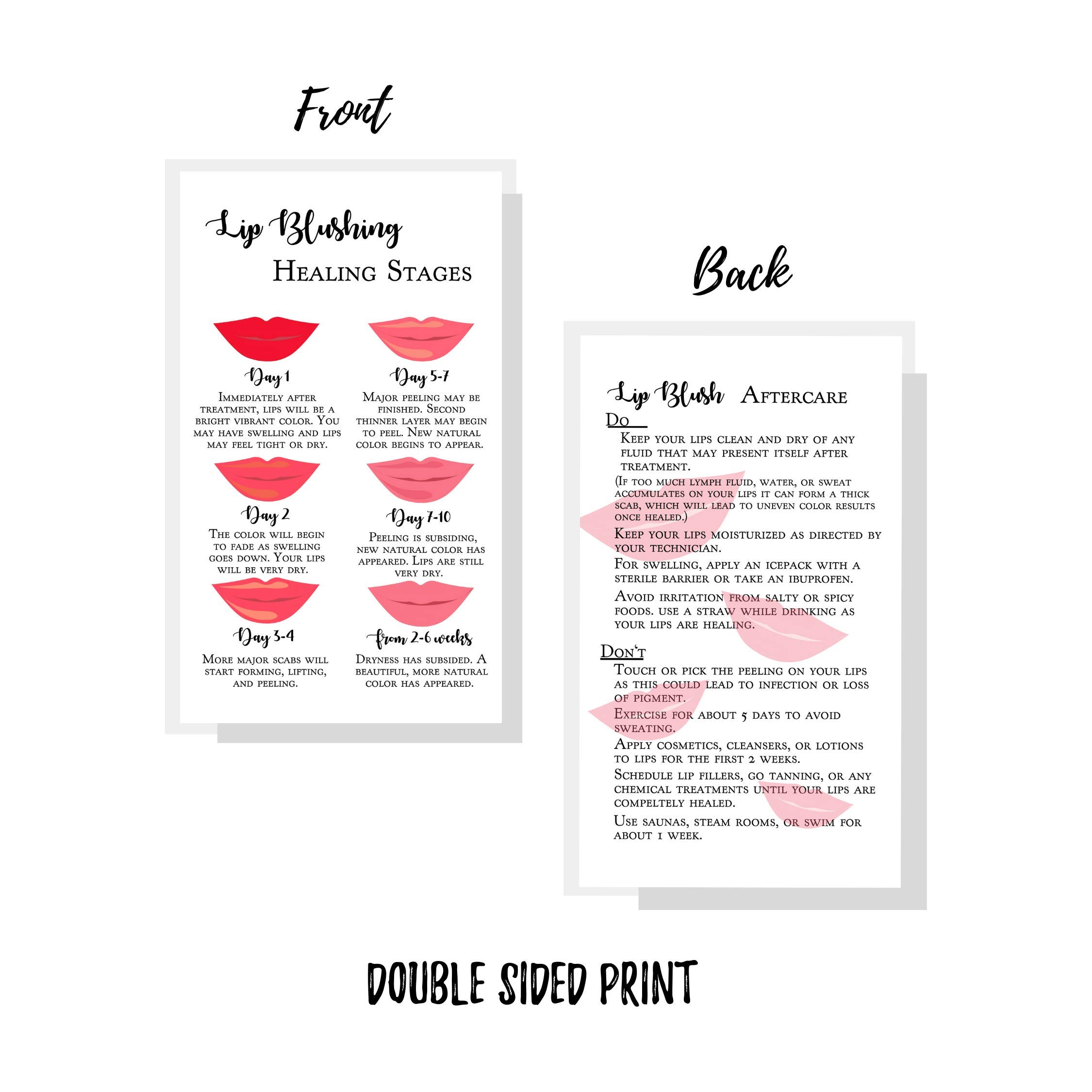 Buy Lip Blush Stages of Healing & Aftercare Instructions Cards