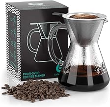Coffee Gator Coffee Maker (400 ml) - Pour Over Coffee Brewer for Filter Coffee - Glass Coffee Pot with Stainless Steel Filter - Coffee Accessories for 5-6 Cups