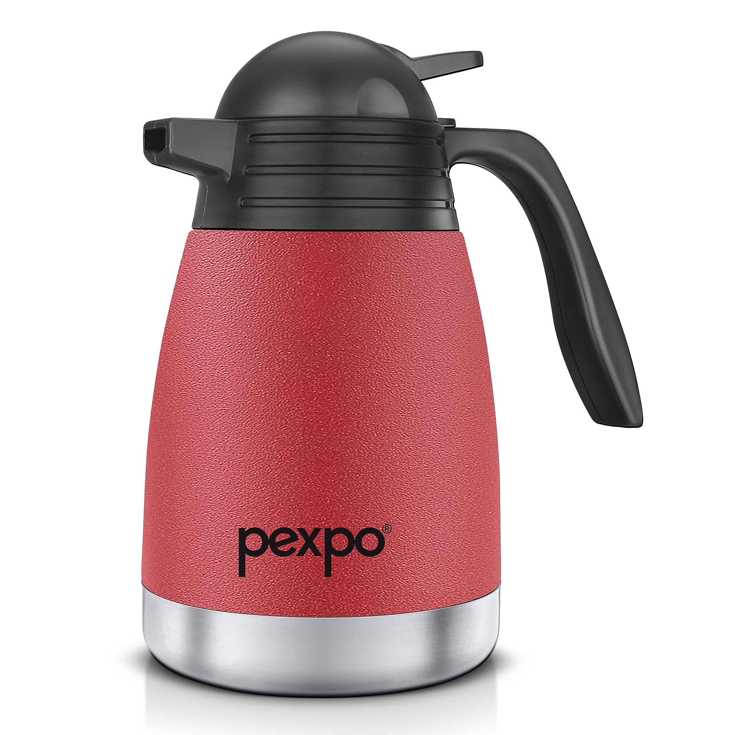 Pexpo Cosmo Stainless Steel Thermal Carafe |600Ml,Crimson Red | Double Walled Vacuum Insualted with Lid - Coffee/Tea Carafe Heat & Cold Retention