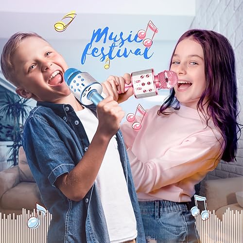Miniatura 2 de Micrófono de karaoke inalámbrico para niños de 3 a 12 años micrófono para niños de 3, 4, 5, 6, 7, 8, 9, 10-12 años, regalos de cumpleaños, regalos