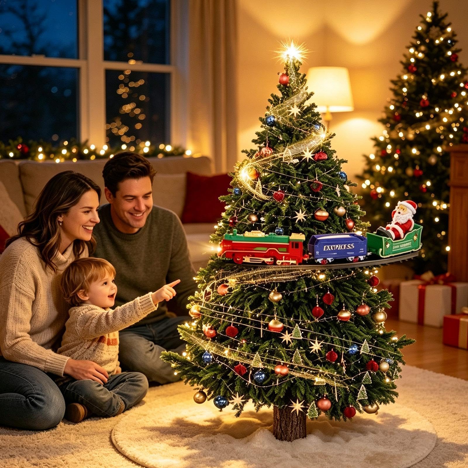 Generico Trenino Natalizio per Albero Con Luce Babbo Natale Piccoli Giochi