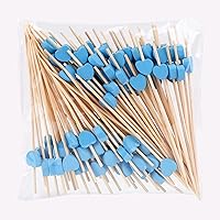 Vista 13 de JtmyAota Paquete de 100 palillos de dientes de frutas, palillos de bambú en forma de corazón, palillos de bambú natural para aperitivos, pastel
