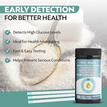 One Step: Glucose Urine 100 Dipstick Test Strips - Ideal for Quick and Easy Diabetes Testing