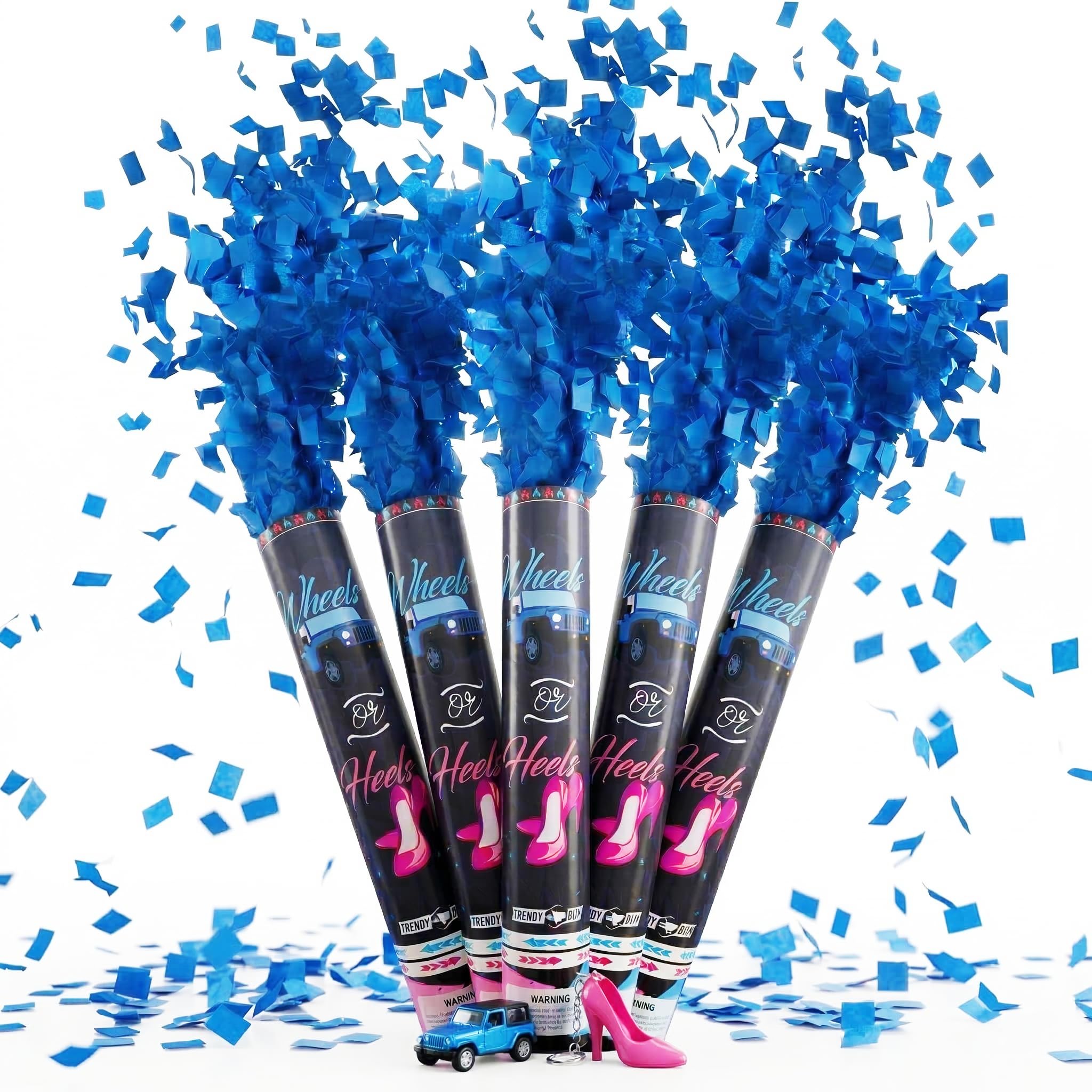 5 szt. Boy Gender Reveal Confetti Cannon Blue – Biodegradowalne niebieskie poppers konfetti ujawnienie płeć impreza konfetti armata i zabawki do świętowania dziecka
