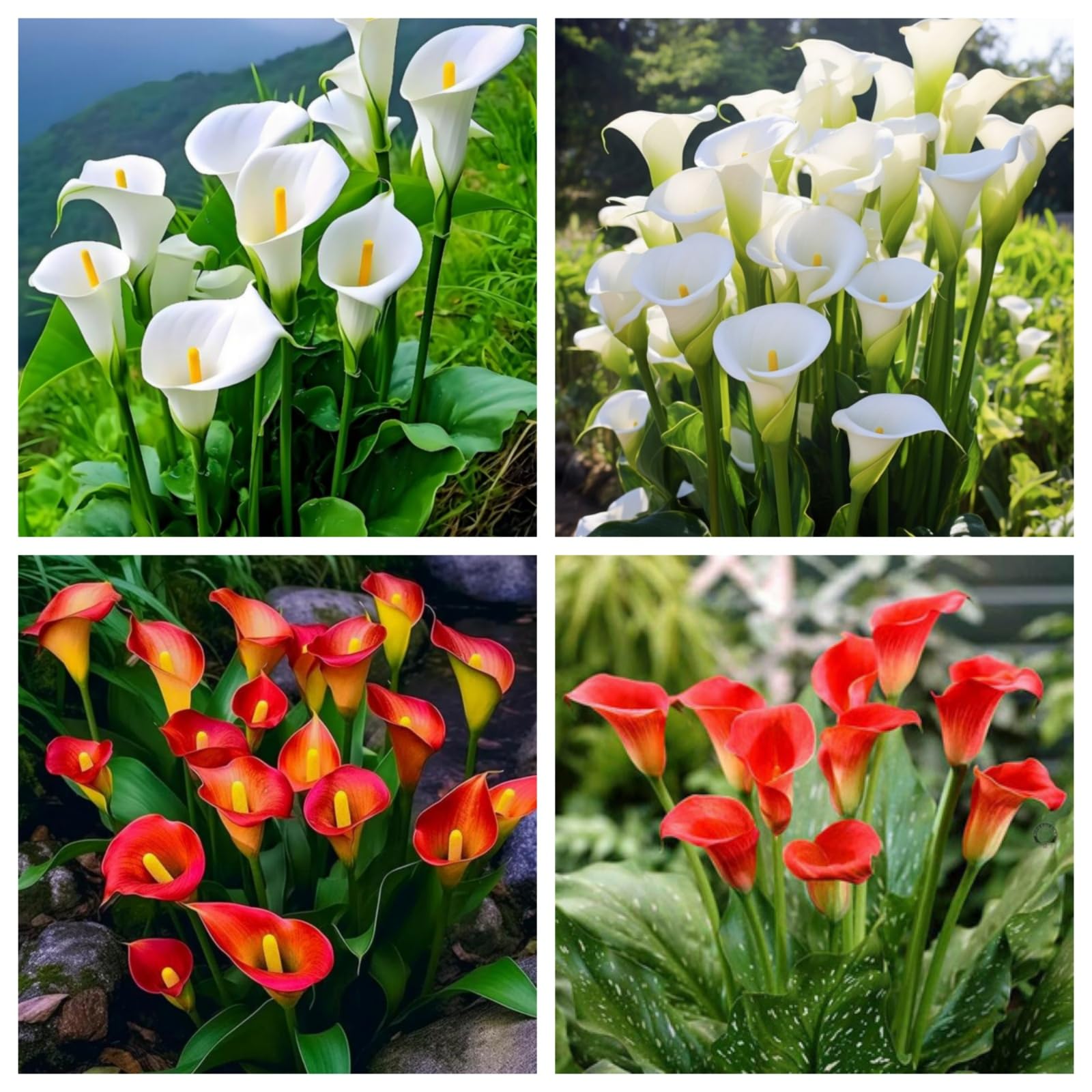 Hardy Perennial,Calla Lily Plants UK, Excellent Display Calla Lily Bulbs Available in a Variety of Colours Multi-Bulb Sets Ready for planting-4bulbs-A