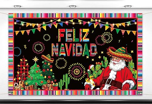 Nepnuser Feliz Navidad - Telón de fondo para cabina de fotos, decoración de pared para interiores y exteriores (5.9 x 3.6 pies)