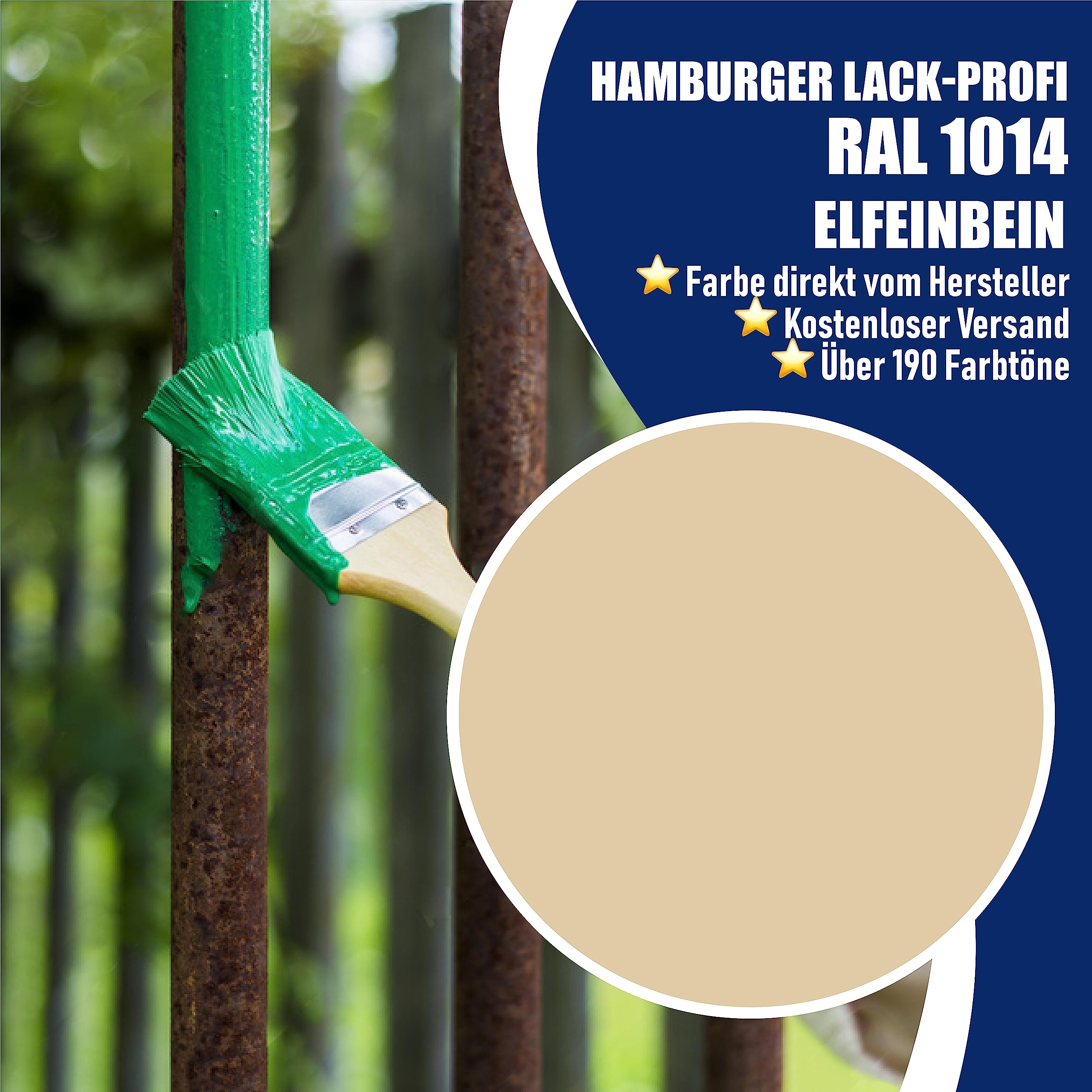 Metallschutzlack Matt Elfenbein RAL 1014 – 1 Liter, UV-beständig & Schnell Trocknend