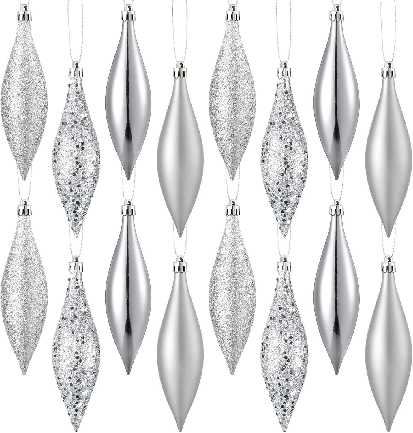 Soaoo 16 Pcs Plastic Finial Drop Christmas Ornaments