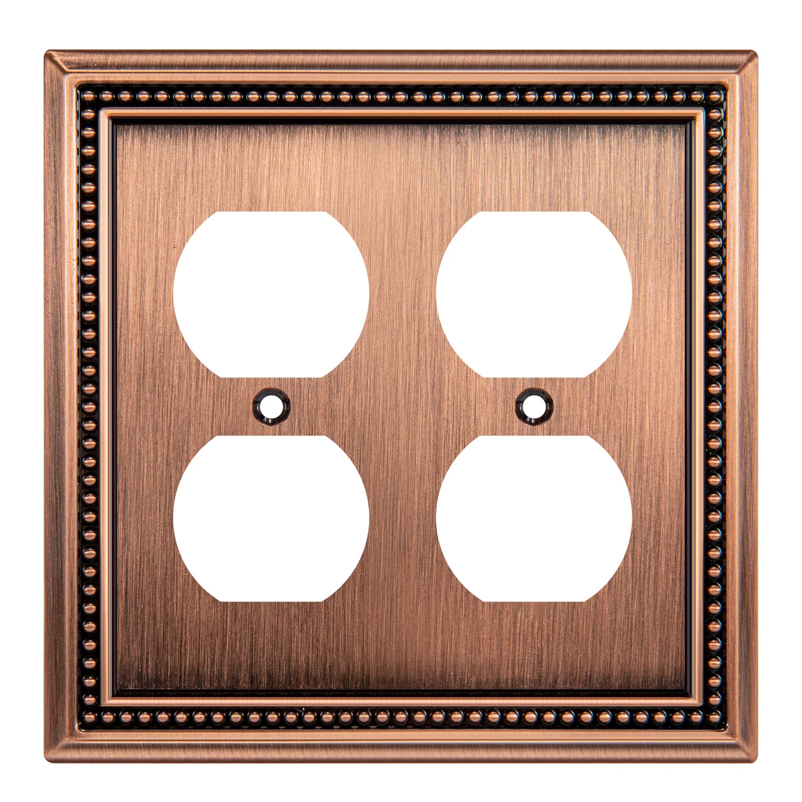 Henne Bery Sunken Pearls Heavy Duty Decorative Wall Plate Switch Plate Outlet Cover (Double Duplex, Antique Copper)
