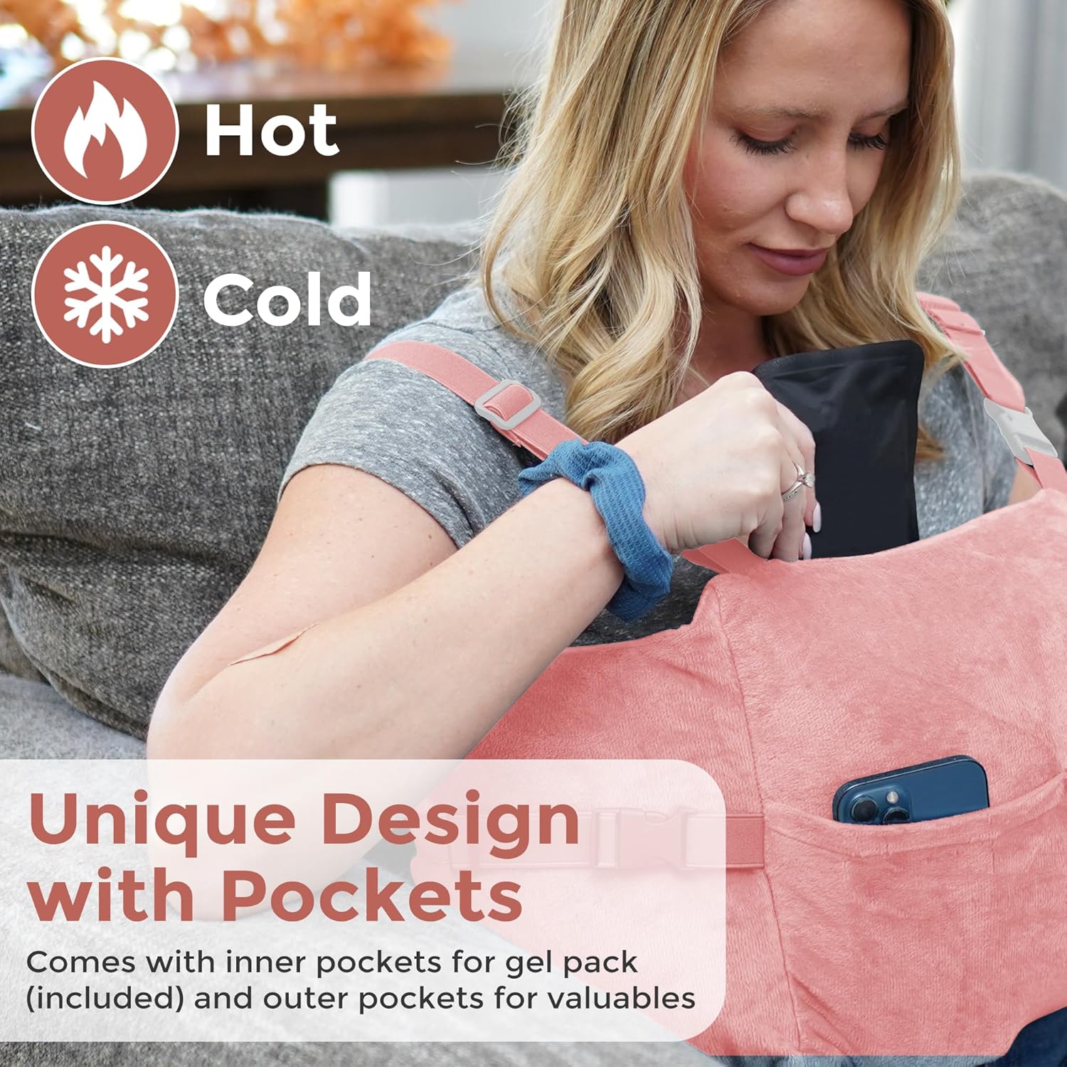 Zomaple Mastectomy Recovery Pillow + Strap, Gel Pack & Seat Belt Cover – Post-Op Essentials, Breast Augmentation/Reduction & Mastectomy Recovery Supplies – Washable Cover for Comfort & Support