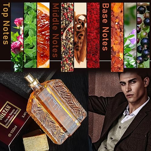 Miniatura 2 de KRRFDP Perfume Dubai para hombre, aceite de perfume Sultan Gold, aroma elegante y duradero, 3.4 onzas líquidas de aceite de perfume árabe exótico en