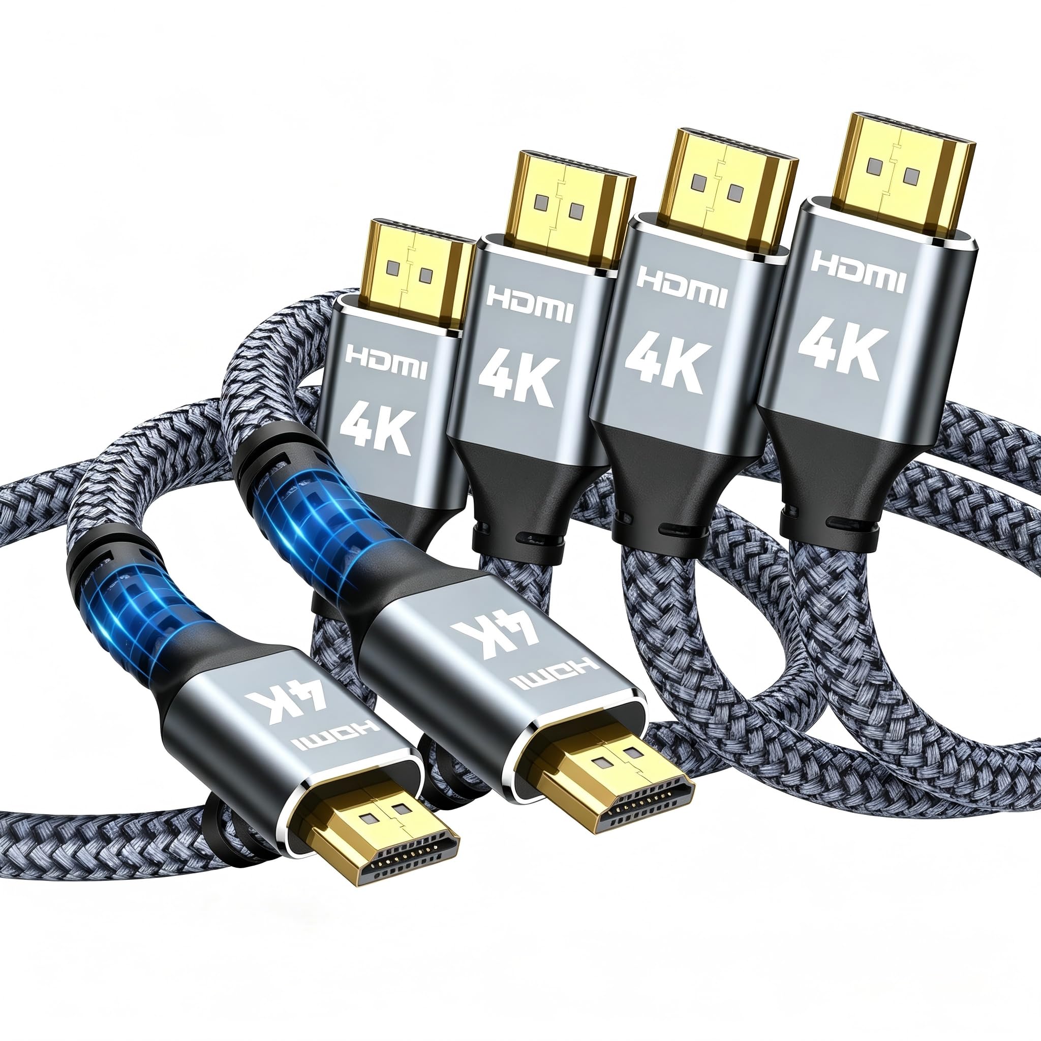 Cavo HDMI UHD 4K da 2 m (2 m), in nylon intrecciato ad alta velocità, supporta 4K @ 60Hz, 2K, 1080P, ARC e CL3, perfetto per laptop, monitor, PS5, PS4, Fire TV, Apple TV e altro