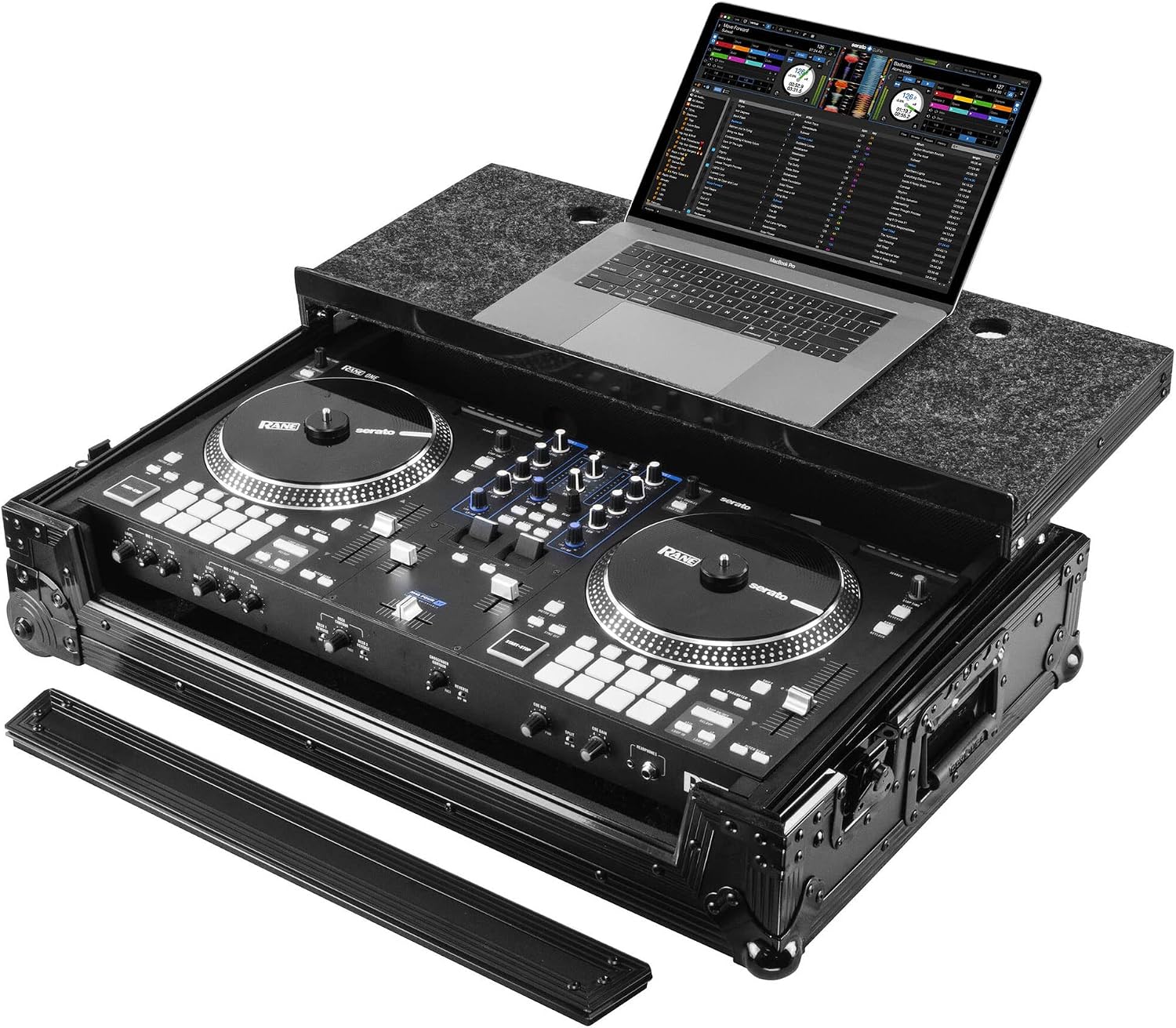 Rane One Flight Case in Black with Patented Glide Platform and Corner Wheels