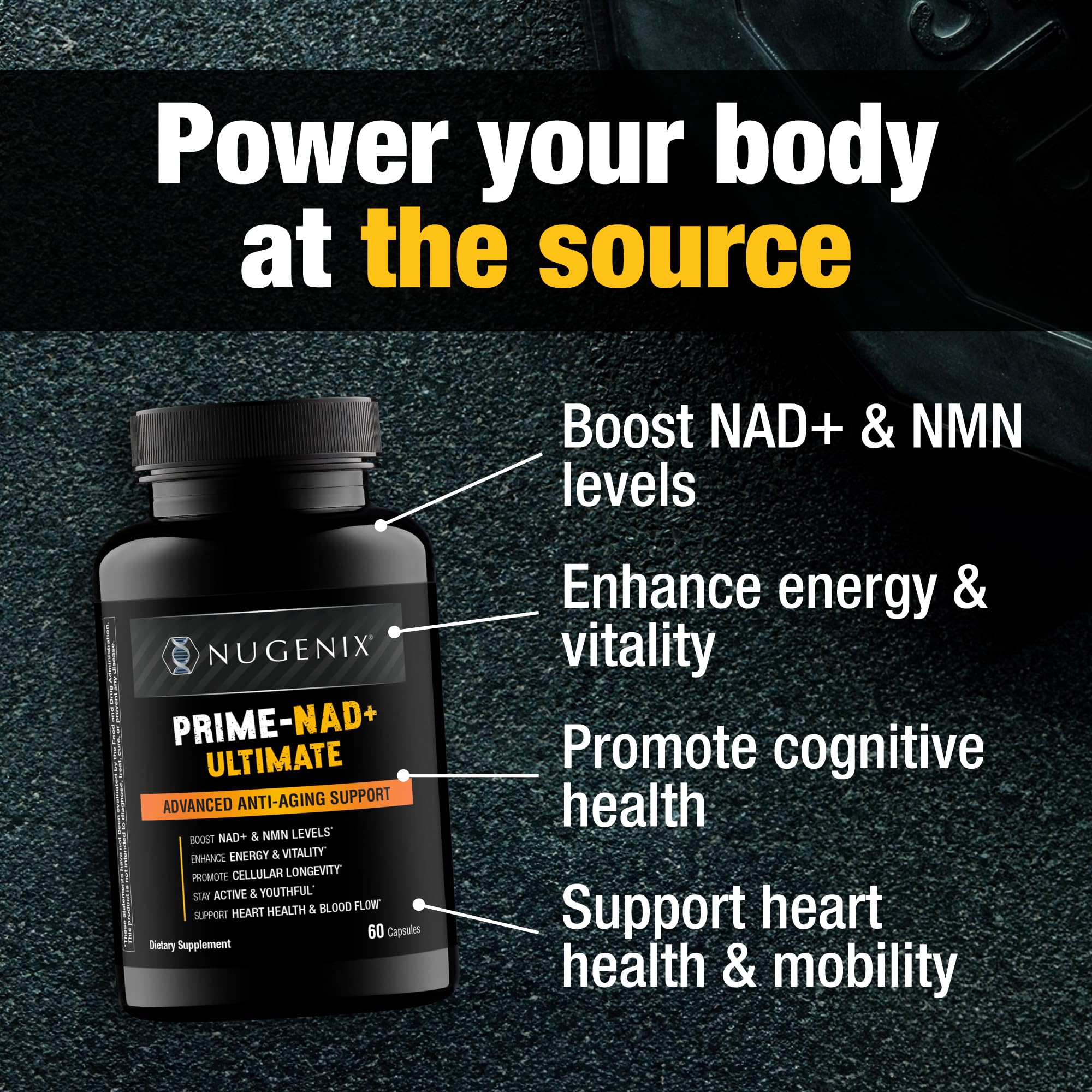 Nugenix Prime NAD+ Ultimate - NMN NAD Supplement, Resveratrol, CoQ10-60ct — Amazon image 2